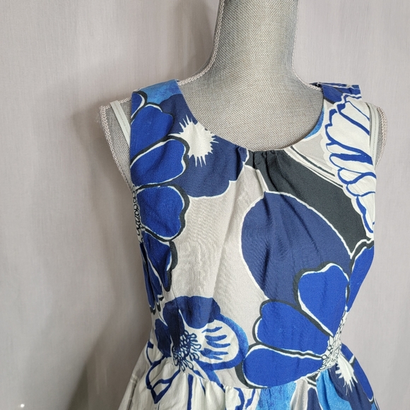ModCloth Swing Floral Sleeveless Dress Blue Aline - Picture 4 of 8